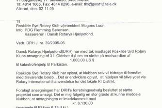 Tilsagn fra Dansk Rotary Hjælpefond